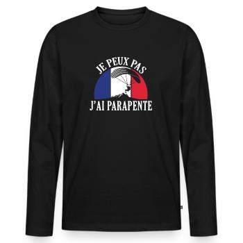 I Can't I Paraglided Parachutist - Men's Premium Organic Long Sleeve Shirt - black - Front - Nico (187cm)