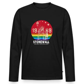 The First Pride Was A Riot 1969 Stonewall LGBTQ - Men's Premium Organic Long Sleeve Shirt - black - Front - Nico (187cm)