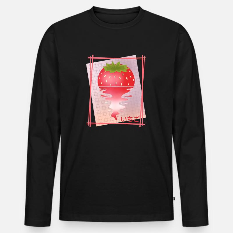 Strawberry Sunset Tee - Männer Premium Bio Langarmshirt - Schwarz