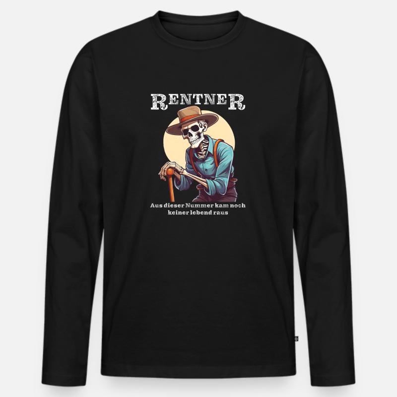 RENTNER KNOCHEN - Männer Premium Bio Langarmshirt - Schwarz