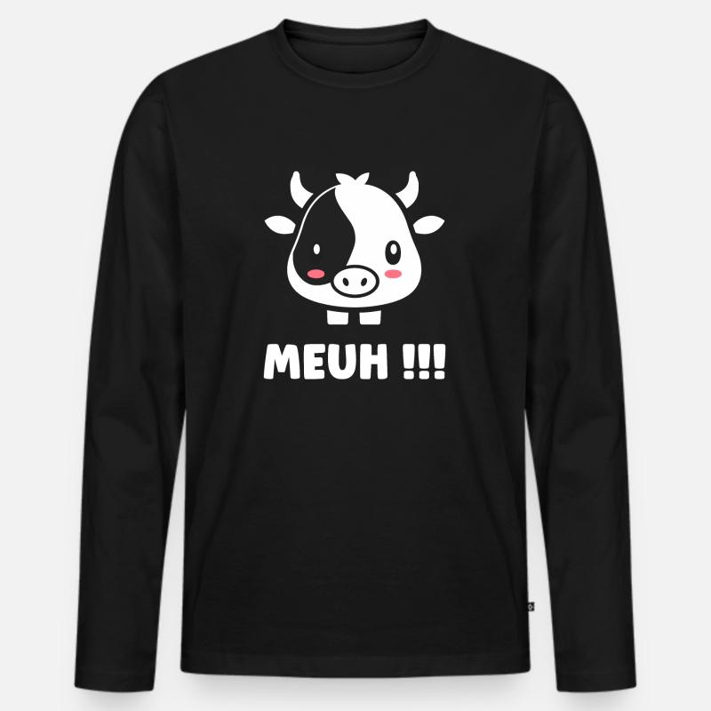 Kuh - Männer Premium Bio Langarmshirt - Schwarz