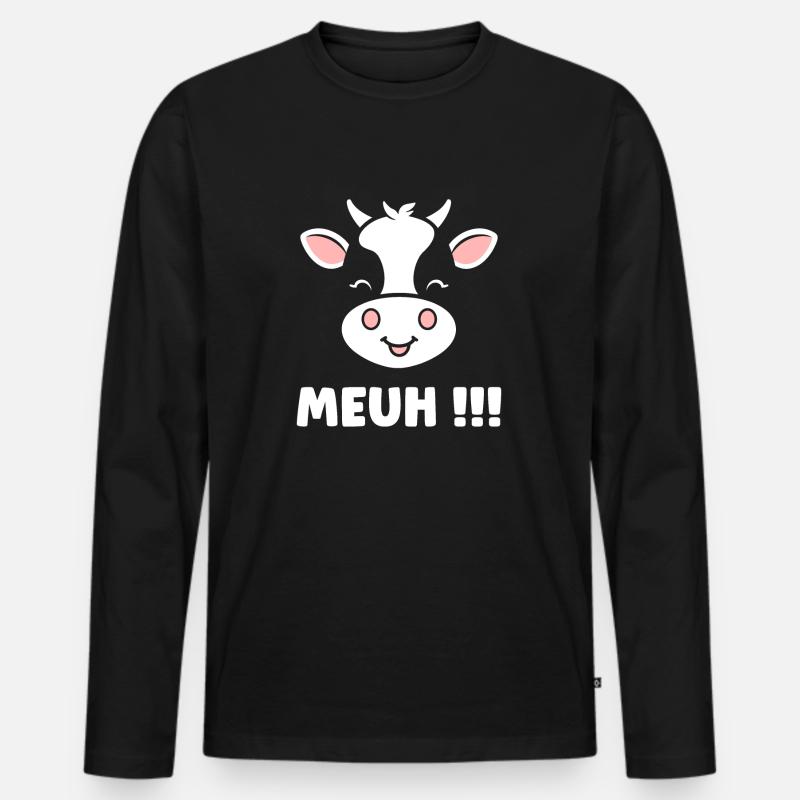 Kuh - Männer Premium Bio Langarmshirt - Schwarz
