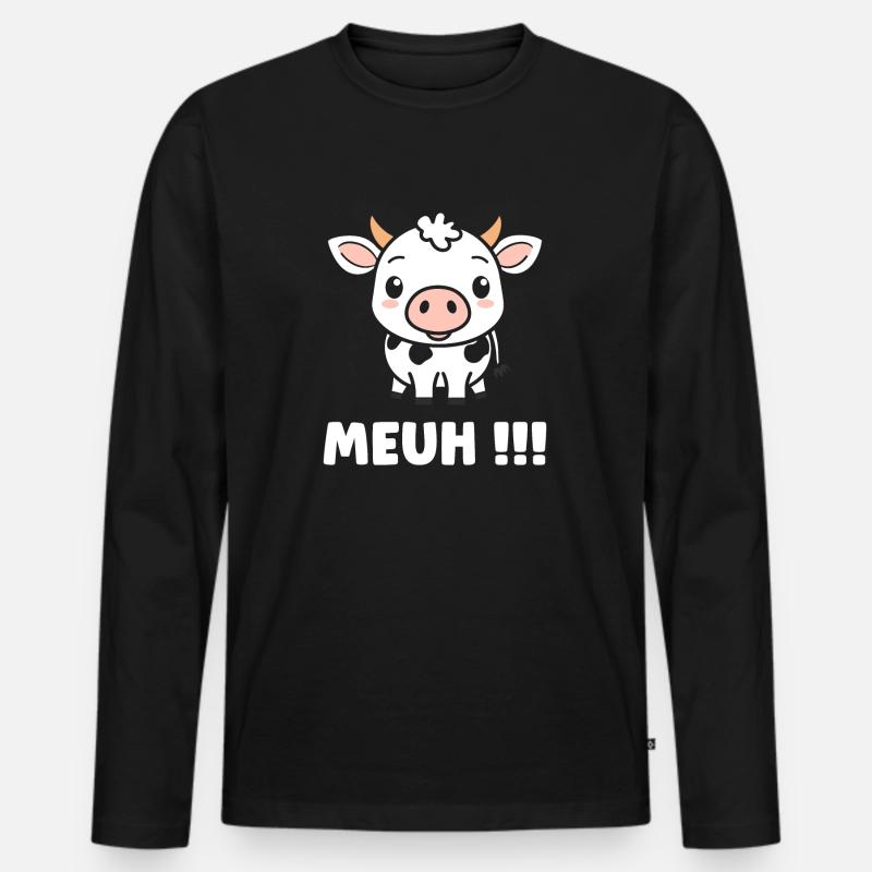 Kuh - Männer Premium Bio Langarmshirt - Schwarz