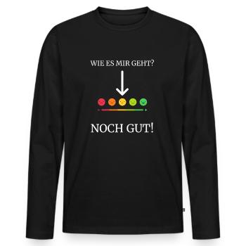 Lustiger Spruch mit Stimmungsbarometer Design - Männer Premium Bio Langarmshirt - Schwarz - Vorne - Nico (187cm)