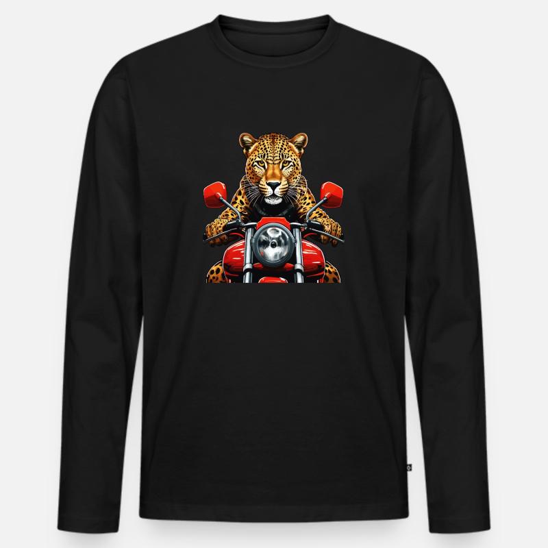LEOPARD MOTORRAD - Männer Premium Bio Langarmshirt - Schwarz