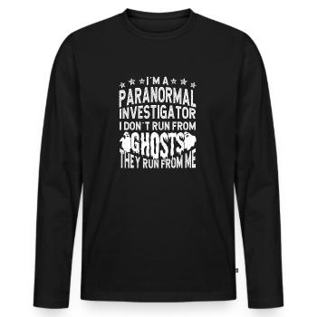 Ghosts Run From Me Ghost Investigator Gifts - Men's Premium Organic Long Sleeve Shirt - black - Front - Nico (187cm)