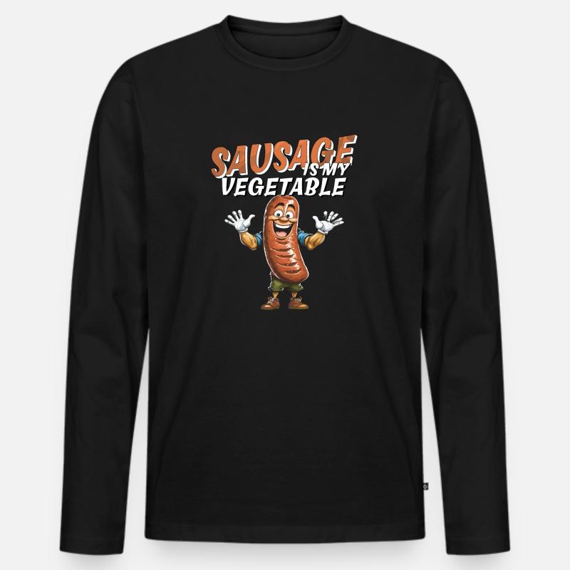 SAUSAGE IS MY VEGETABLE - Männer Premium Bio Langarmshirt - Schwarz