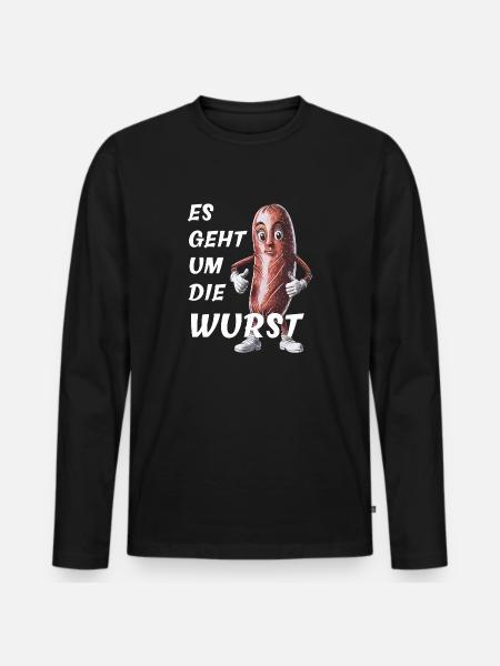 ES GEHT UM DIE WURST - Männer Premium Bio Langarmshirt - Schwarz