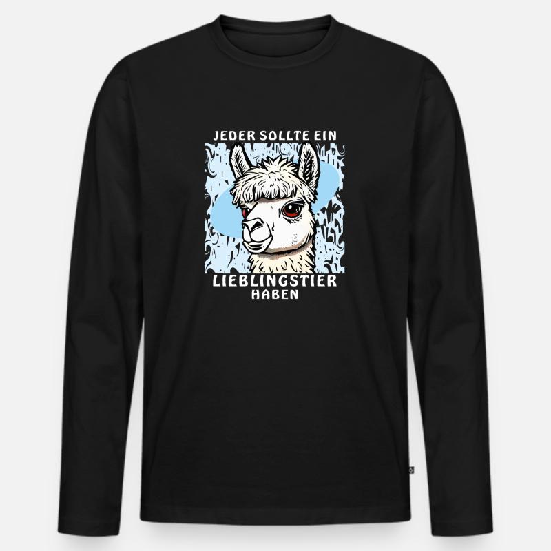 ALPAKA LIEBLINGSTIER - Männer Premium Bio Langarmshirt - Schwarz