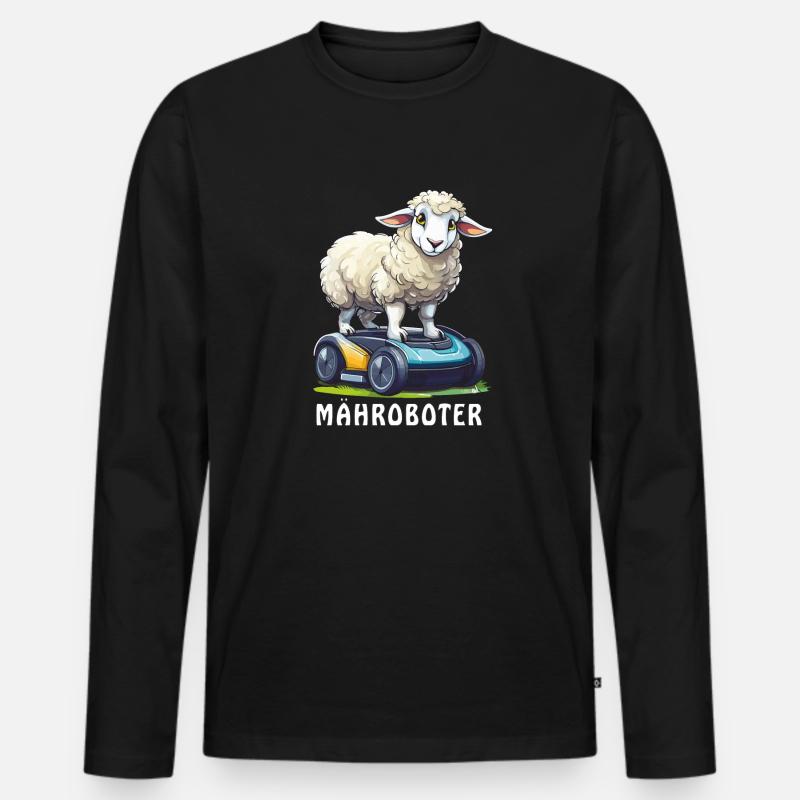 SCHAF MÄHROBOTER - Männer Premium Bio Langarmshirt - Schwarz