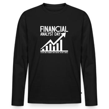 Alles Gute zum Tag der Finanzanalysten: Zahlen knacken - Männer Premium Bio Langarmshirt - Schwarz - Vorne - Nico (187cm)
