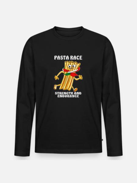 PASTA RACE STRENGTH AND ENDURANCE - Men's Premium Organic Long Sleeve Shirt - black