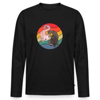 Ying and Yang Axolotl - Men's Premium Organic Long Sleeve Shirt - black - Front - Nico (187cm)