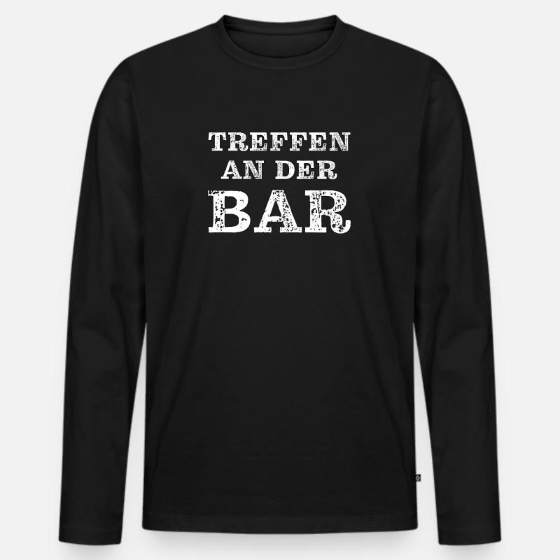 TREFFEN AN DER BAR - Männer Premium Bio Langarmshirt - Schwarz