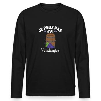 Je Peux Pas J'ai Vendanges Agriculteur Vigneron - T-shirt manches longues Premium bio Homme - noir - Devant - Nico (187cm)
