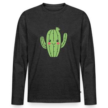 Cactus - Men's Premium Organic Long Sleeve Shirt - heather anthracite - Front - Nico (187cm)