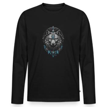Viking Arctic Wolf - Men's Premium Organic Long Sleeve Shirt - black - Front - Nico (187cm)