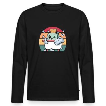 Toaster Bath Funny Retro Live Laugh Toaster Bath - Men's Premium Organic Long Sleeve Shirt - black - Front - Nico (187cm)
