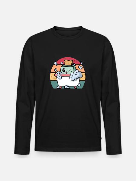 Toaster Bath Funny Retro Live Laugh Toaster Bath - Männer Premium Bio Langarmshirt - Schwarz