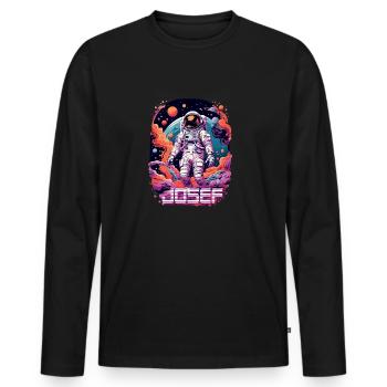 JOSEF - Beau prénom de garçon avec astronaute cool - T-shirt manches longues Premium bio Homme - noir - Devant - Nico (187cm)