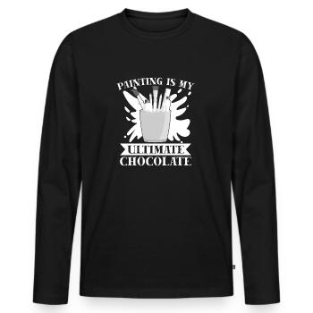 Funny Art Painter Painting Is Ultimate Chocolate - Men's Premium Organic Long Sleeve Shirt - black - Front - Nico (187cm)