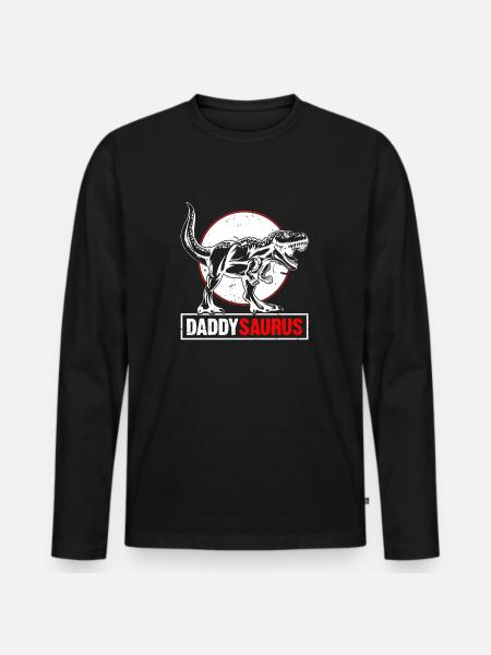 Daddy Saurus T-Rex Dinosaur Mænd Fars dag - Premium økologisk langærmet T-shirt til mænd - sort