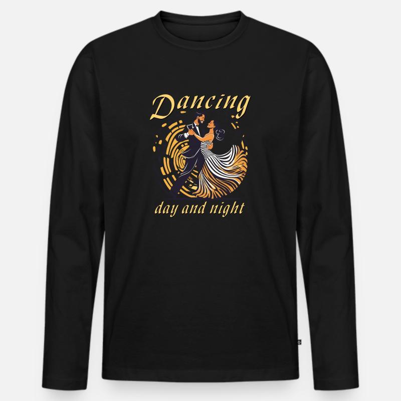 Dancing day and night - Männer Premium Bio Langarmshirt - Schwarz