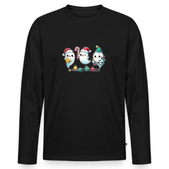 Fantômes pour les fantômes de Noël - T-shirt manches longues Premium bio Homme - noir - Devant - Nico (187cm)