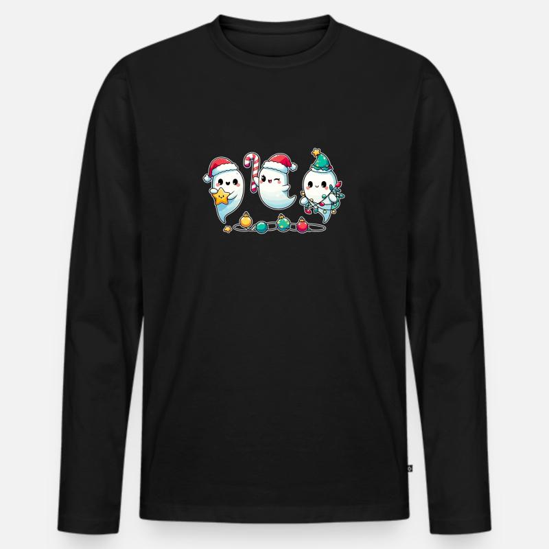 Ghosts for Christmas ghosts - Männer Premium Bio Langarmshirt - Schwarz