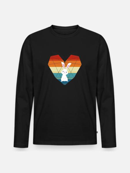 Cute Bunny Heart Funny Rabbit - Men's Premium Organic Long Sleeve Shirt - black