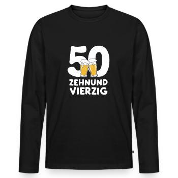 Bier Humor zum 50. Geburtstag Zehnundvierzig - Männer Premium Bio Langarmshirt - Schwarz - Vorne - Nico (187cm)