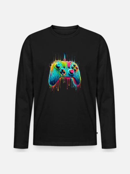 Colorful Gaming Gamer Controller - Männer Premium Bio Langarmshirt - Schwarz