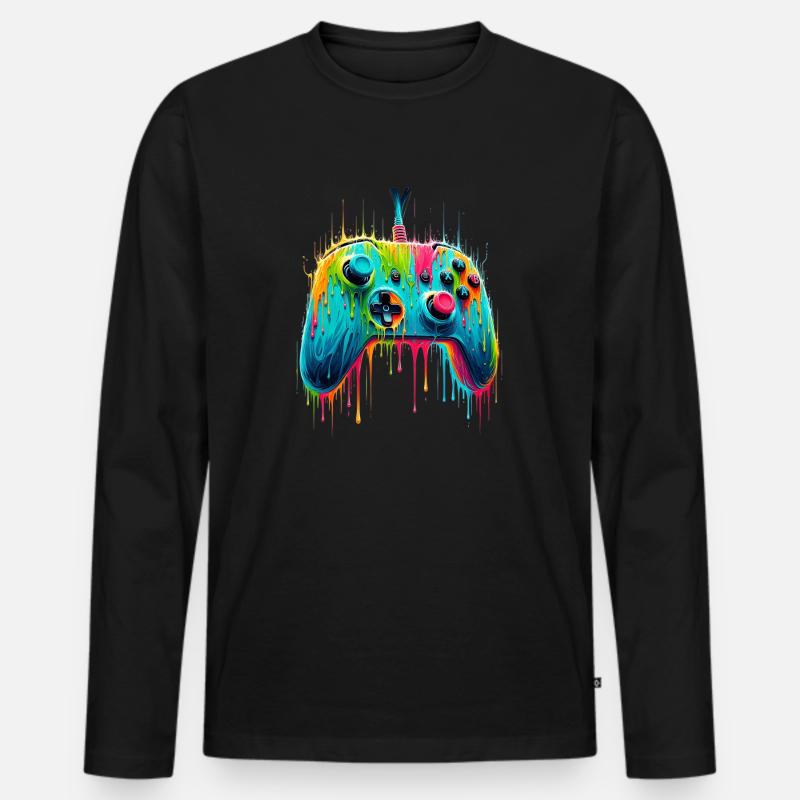 Colorful Gaming Gamer Controller - Männer Premium Bio Langarmshirt - Schwarz