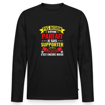 Foot Supporter De LENS Je Suis Supporter Lensois - T-shirt manches longues Premium bio Homme - noir - Devant - Nico (187cm)