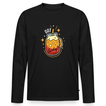 Angetrieben vom Kombucha Pilz - Männer Premium Bio Langarmshirt - Schwarz - Vorne - Nico (187cm)