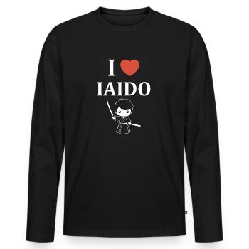 iaido - Männer Premium Bio Langarmshirt - Schwarz - Vorne - Nico (187cm)