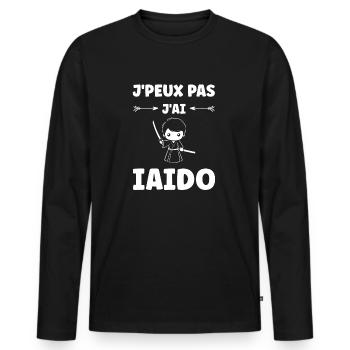 iaido - Männer Premium Bio Langarmshirt - Schwarz - Vorne - Nico (187cm)