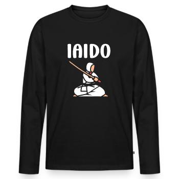 iaido - Männer Premium Bio Langarmshirt - Schwarz - Vorne - Nico (187cm)