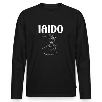 iaido - Männer Premium Bio Langarmshirt - Schwarz - Vorne - Nico (187cm)
