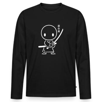iaido - Männer Premium Bio Langarmshirt - Schwarz - Vorne - Nico (187cm)