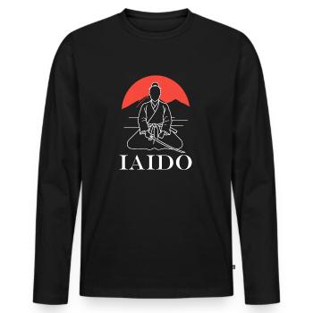 iaido - Männer Premium Bio Langarmshirt - Schwarz - Vorne - Nico (187cm)