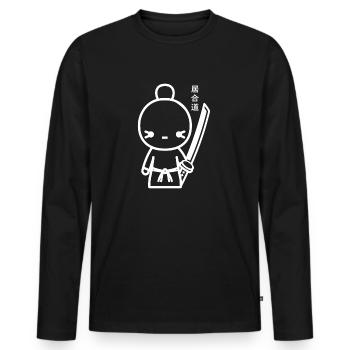 iaido - Männer Premium Bio Langarmshirt - Schwarz - Vorne - Nico (187cm)