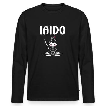 iaido - Männer Premium Bio Langarmshirt - Schwarz - Vorne - Nico (187cm)