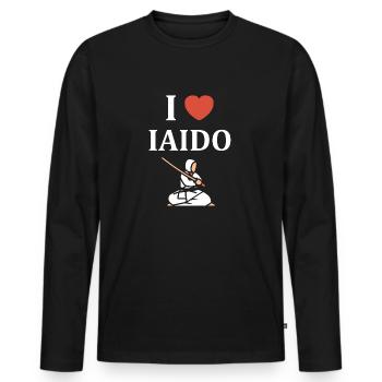 iaido - Männer Premium Bio Langarmshirt - Schwarz - Vorne - Nico (187cm)