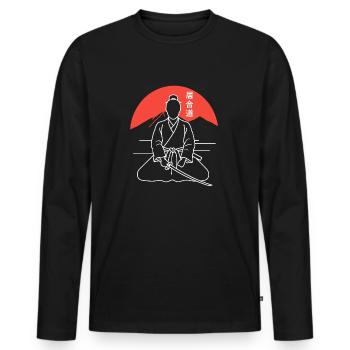iaido - Männer Premium Bio Langarmshirt - Schwarz - Vorne - Nico (187cm)