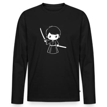 iaido - Männer Premium Bio Langarmshirt - Schwarz - Vorne - Nico (187cm)