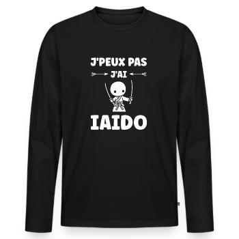 iaido - Männer Premium Bio Langarmshirt - Schwarz - Vorne - Nico (187cm)