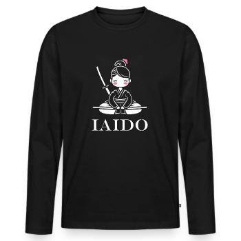 iaido - Männer Premium Bio Langarmshirt - Schwarz - Vorne - Nico (187cm)