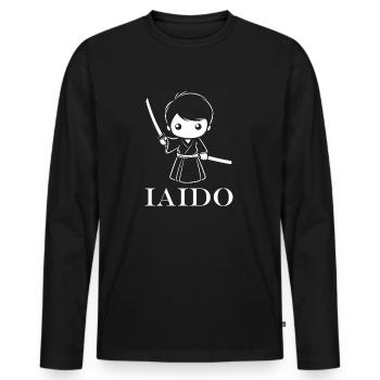 iaido - Männer Premium Bio Langarmshirt - Schwarz - Vorne - Nico (187cm)