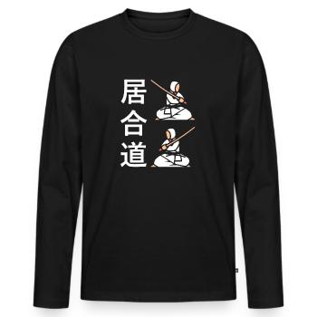 iaido - Männer Premium Bio Langarmshirt - Schwarz - Vorne - Nico (187cm)